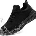 LARNMERN Men Non Slip Work Sneakers Water Resistant Food Service Zapatos Trabajo Antideslizantes Walking Shoes Waterproof Shoes Slip-on (16 Wide, Black)
