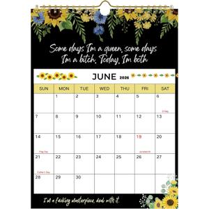 2026 Funny Calendar for Tired Women, Fuck It Wall Calendars for Moms, A Year of Sassy Attitude, Humor Home Office Hanging Monthly Decor Floral Planner, Christmas Swear Word Gag Gift
