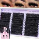 EYDEVRO Lash Clusters Kit 60D80D100D Volume Lash Extension Kit Wispy Cluster Eyelash Extensions Eyelash Extension Kit 10-18mm D Curvature Cluster Lashes with Lash Bond and Seal Tweezers Brushes