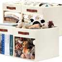 HNZIGE Fabirc Storage Cubes Bin 13x15x13 Clear Storage Cube, 4 Pack Foldable Cloth Cubby Storage Bins for Cube Organizer Closet Cabinet, Large Fabric Storage Bins for Shelves Organizer Bins- Cream