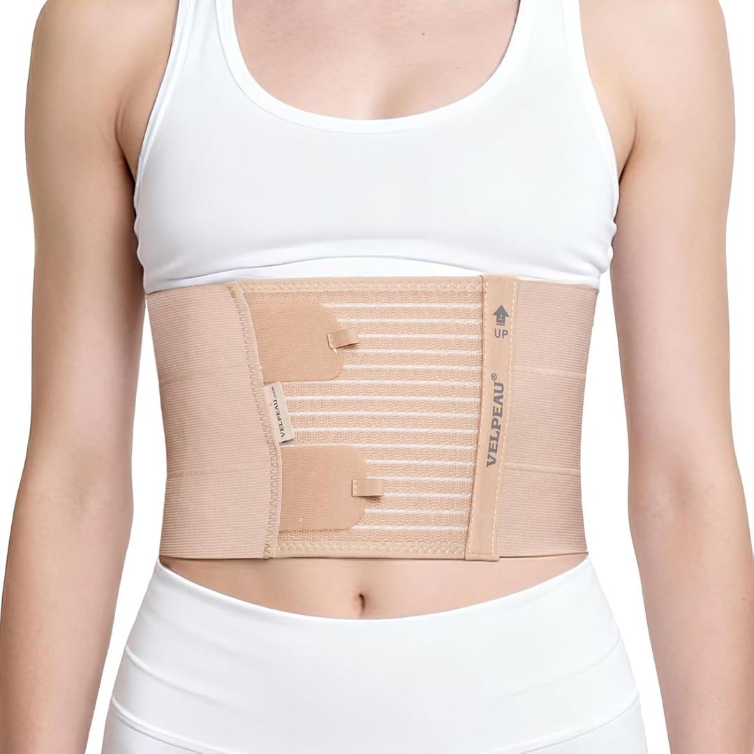 Velpeau Broken Rib Brace for Men & Women - Compression Chest Binder Belt for Cracked, Bruised, Fractured, Dislocated Ribs, Costochondritis Relief, Sternum Support (Width 17"-Large)