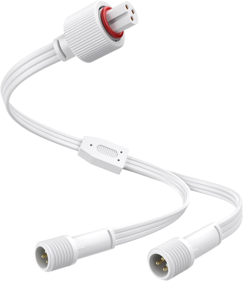 Y-Connector Splitter for Govee Permanent Outdoor Lights,Waterproof Extension Cord Compatible with Govee 3Pin and Y-Shaped Extension Cord (WHITE)