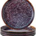 Ceramic dinner plates set of 4, Dessert & Salad plates for party and wedding, Microwave safe porcelain plates set, 8 Inch-Speckled Bluish Purple