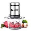 Kitchen in the box Mini Food Processor, Electric Meat Grinder & Food Chopper with 400W Powerful Veggie Chopper-One 3 Cup Bowl & S Blades for Meat/Fish/Vegetable/Baby Food