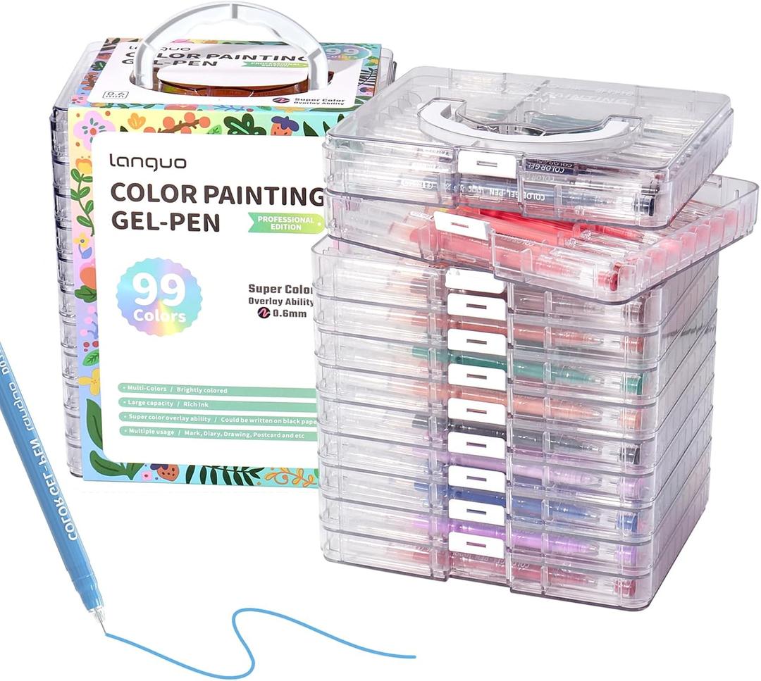 99 Colors Gel Pens for Coloring - Smooth Vibrant Colors 0.6mm Fine Point Gel Ink Pens Colored Set for Adults Artists Drawing Journaling Sketching Art Supplies