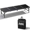 Anbte 4ft Low Folding Picnic Table, Thicker Aluminum Small Camping Table with Storage Bag, Portable Handle, Lightweight, for Camping Beach Party Picnic Floor, 45.67" x 15.7" x 10.3", Black