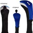 Golf Club Head Covers for Woods and Driver Hybrids Fairway Value Pack Protective Clubs Headcovers with Interchangeable No.Tags 1 3 5