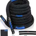 Perantlb 100% Poly Dacron Heavy Battle Rope - 1.5", 30' 40' 50' Lengths - Upgraded Durable Protective Sleeve - Gym Muscle Toning Metabolic Workout Fitness - Anchor Strap Kit Included (1.5" x 30 ft)