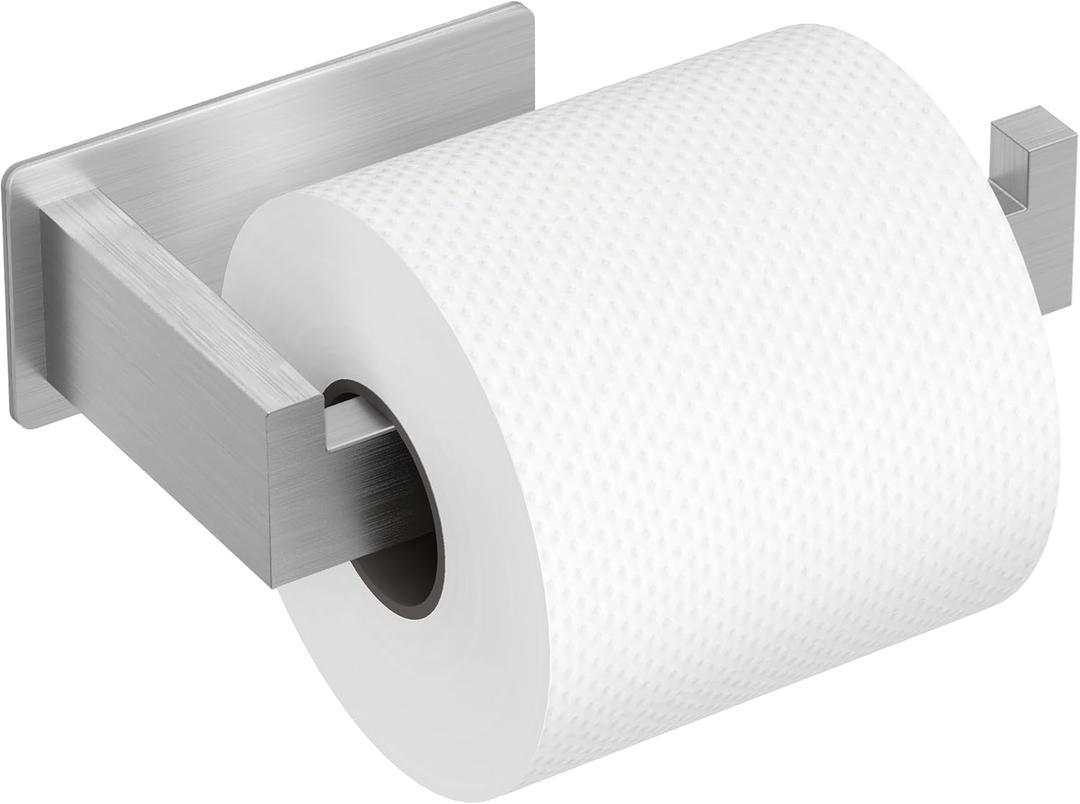 Auxmir Toilet Paper Holder Self Adhesive, Premium Thicken SUS304 Stainless Steel Rustproof Toilet Roll Holder No Drilling, Wall Mount Toilet Tissue Holder for Bathroom Kitchen Washroom, Brushed Nickel