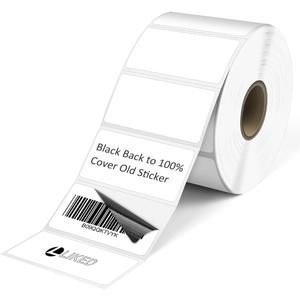 L LIKED 2" x 1" Direct Thermal Labels, Permanent Adhesive Barcode Address Labels & Compatible with Rollo, Zebra and Other Desktop Printers (12 Rolls, 15600 Labels)