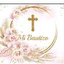 Lofaris Mi Bautizo Backdrop God Bless Ceremony Boho Floral Pampas Grass Gold Ring First Holy Communion Golden Glitter Baptism Photography Background Party Decoration Banner Photo Booth Prop 7x5ft