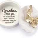 Grandma Small Butterfly Keepsake Box, Great Grandma Birthday Gifts - Mothers Day Gifts for Nana from Grandkids, Butterfly Gifts for Women - Hand-Painted Grandmother Resin Jewelry Trinket Box
