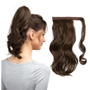14" Short Ponytail Hair Extension Wrap Around Pony Tail Clip in Curly Wavy Synthetic Fake Hairpiece for Women Medium Brown