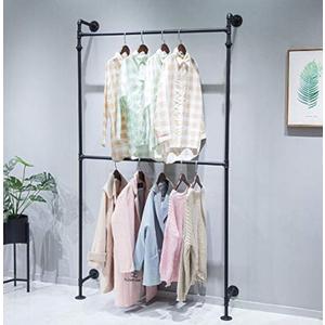 Industrial Pipe Clothes Rack, Wall Mounted Black Iron Garment Bar, Multi-Purpose Hanging Rod for Closet Storage(Black)