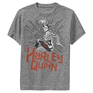 DC Comics Batman Harley Quinn Tone Boys Short Sleeve Tee Shirt (Small, Charcoal Heather) Size Youth S