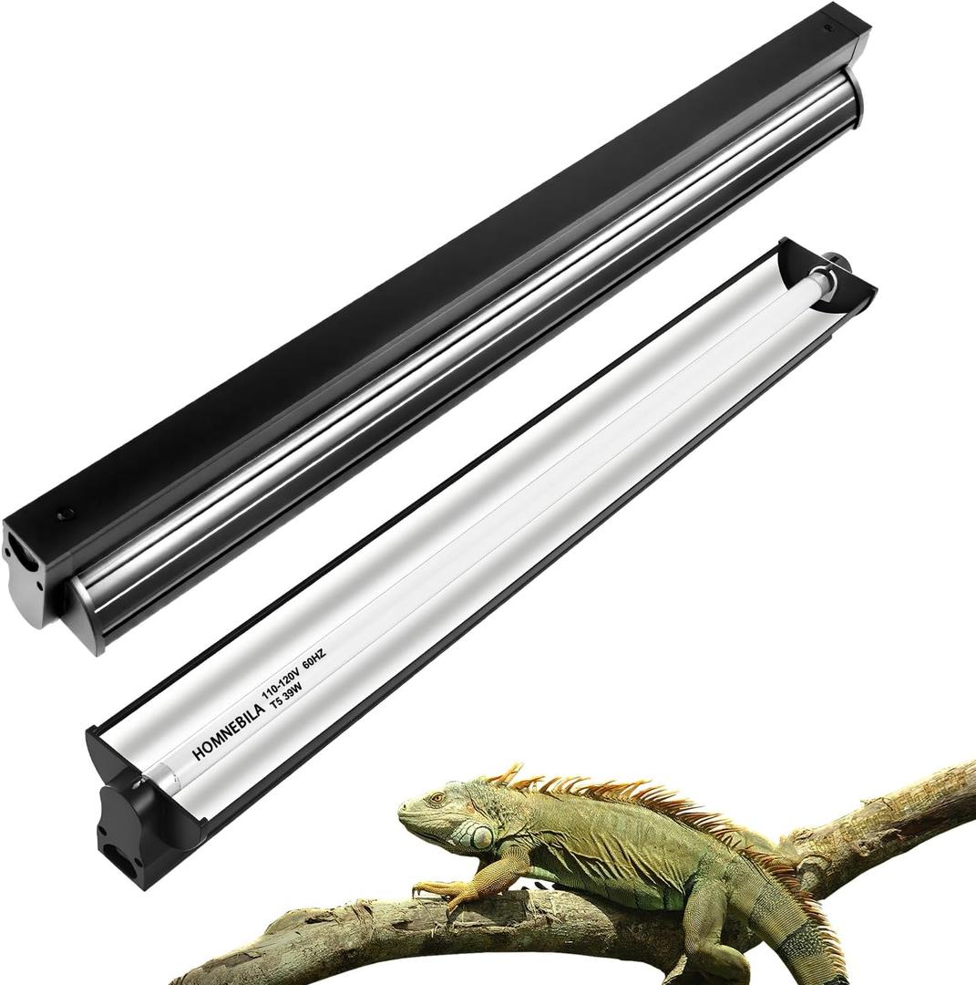 T5 10.0 UVB Reptile Light Fixture, 39W 34" T5 UVA/UVB Fluorescent Tube Bulb for Bearded Dragon, Tortoise, Leopard Gecko, Desert Lizards