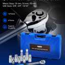 Orion Motor Tech 10pc 3/8 inch Drive Spark Plug Socket Set with 72 Tooth Click Torque Wrench, Magnetic Swivel Sockets, Universal Joint & Extension Bar, Cr-V Steel Magnetic Spark Plug Socket