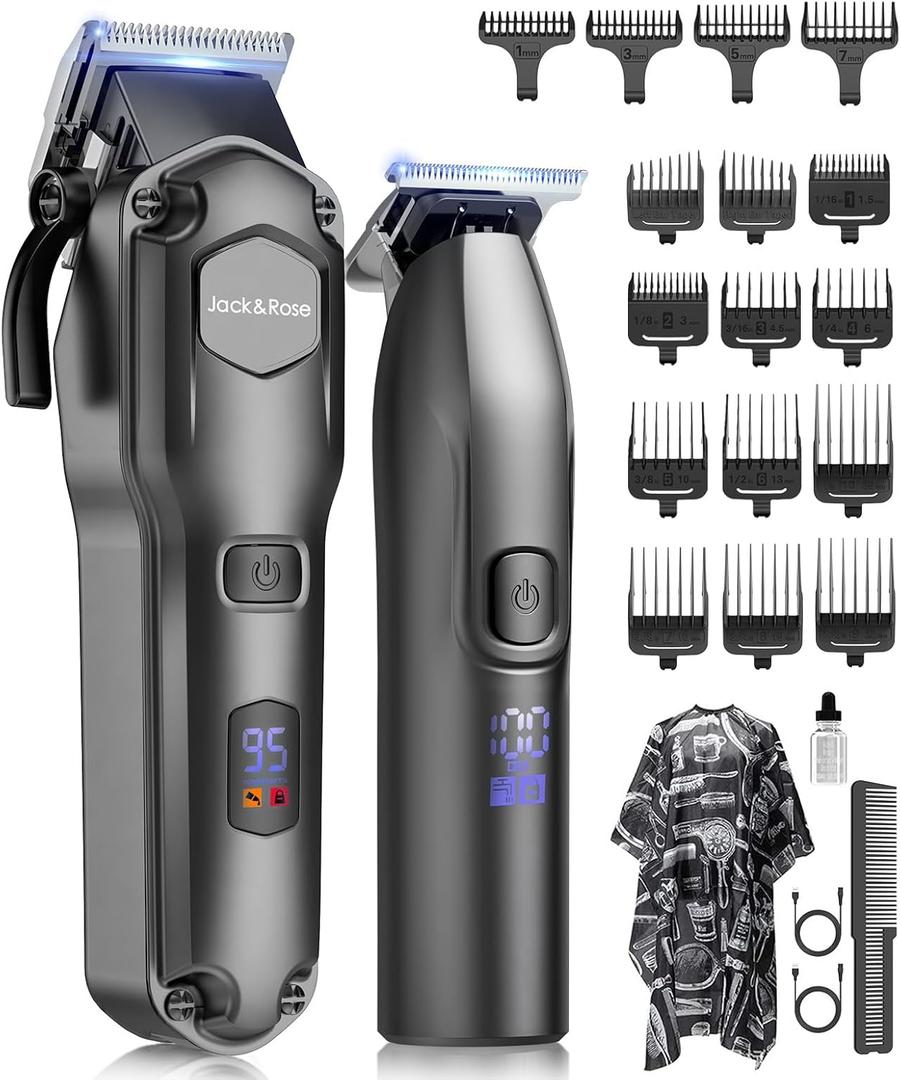 Jack & Rose Clippers and Trimmers Set, Cordless Hair Clippers for Men, Barber Clippers Set (Black)