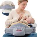 Momcozy CozyPro Nursing Pillow - All Around Lumbar & Arm Support - Safety Guard, Firm & Springy Memory Foam-Stable, Ergonomic Support, Easier Breastfeeding, Wider Cushion, Adjustable, Removable Cover