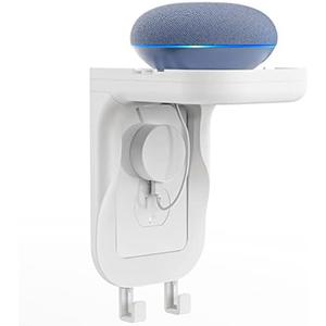WALI Outlet Shelf Wall Holder, Fit for Duplex GFCI Decorative Outlet Shell A Space Saving for Smart Home, Speaker Mounts up to 10lbs with Cable Management (OSH001-W), White