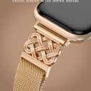 BEEXI Stainless Steel Magnetic Loop Compatible with Apple Watch Band 42/41/40/38mm Women Mesh Celtic Knot Dressy Strap for iWatch Series 11/10/9/8/7/6/5/4/3/2/1/Ultra(1/2/3)/SE(1/2/3), Rose Gold