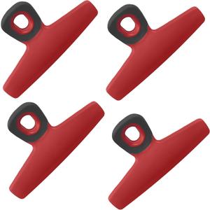 COOK WITH COLOR Wide Heavy Duty Chip Clips, Large Bag Clips for Food Storage, Pack of 4, Red