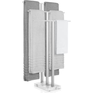 KES Standing Towel Rack 3-Tier with Marble Base, Free Standing Towel Racks for Bathroom Floor, Fits Large Bath Towel & Hand Towel, 18/8 Stainless Steel Polished Finish, BTH217S3, Color: Polished Silver