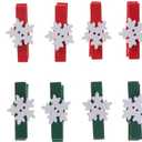 35 Pcs Snowflake Clothespins,Christmas Wood Clips, Small Craft Pegs,Photo Clips, for Holiday Party Festival(Red)