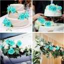 Syhood Artificial Foam Rose Flowers Vintage Fake Roses DIY Bouquets with Leaves and Stems for Wedding Bridal Shower Party Centerpieces Home Romantic Decor(Turquoise,25 Pieces)