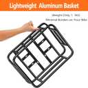 Bike Basket Rear with Liner,Large Bicycle Basket with Waterproof Cover,Bicycle Rear Basket with Cargo Net and Elastic Bungee Cord for Electric Bike, lightweight Aluminum Bike Basket