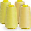 All-Purpose Polyester Sewing Thread - 4-Pack (12,000 Yards Total) - Yellow Thread Cones for Serger, Overlock, Quilting & Sewing Machines