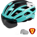Bike Helmet, Basecamp Bicycle Helmet with Rear Light & Detachable Magnetic Goggles Lightweight Cycling Helmet Adjustable for Adult Men Women Mountain & Road (BC-069)