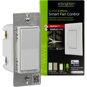 Enbrighten Z-Wave Plus Fan Control, Works with Alexa, Google Assistant, 3-Way Compatible, Z-Wave Hub Required, Repeater/Range Extender, Smart Ceiling Fan Control, Smart Switch, 700 Series, 58446.
