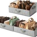 GRANNY SAYS Purse Organizer for Closet, Trapezoid Storage Bins, Closet Shelf Organizer, Storage Baskets for Shelves, Fabric Clothing Organizer, Closet Organizers and Storage, Gray, 3-Pack