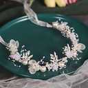 Girl's Fashion Flower Headpiece - White Pearl Headband, Princess Bridal Wedding Hair Accessory (Silver)