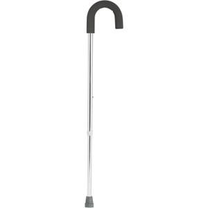 Drive Medical Round Handle Aluminum Walking Cane with Foam Grip, Silver, 1 Count