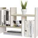 TY ARTS & CULTURE - Expandable Wood Desktop Storage Organizer Multipurpose Desk Bookshelf Display Shelf Rack Counter Top Bookcase for Office Home | Natural Beige
