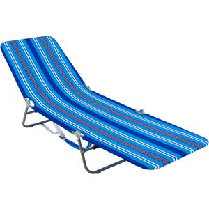 Rio Brands Portable Folding Backpack Beach Lounge Chair with Backpack Straps and Storage Pouch, Blue Multi Stripe