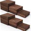 2 x Barydat 6 Pcs Wood Display Risers Rustic Cupcake Stand Food Risers for Buffet Table Wooden Stackable Display Stand Box for Catering Dessert Collectibles Jewelry Figures Show(Burnt Wood Color)