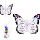 Memorial Suncatcher Ornament - Sympathy Gift for Loss of Loved One - Butterfly Crystal Rainbow Maker - Hanging Crystal Decor - Loss of Mom Dad Friend Pet - Xmas Mother's Day