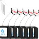 6.5 Ft Retractable Remote Control Safety Lock Tether, Remote Control Leash with Adjustable Lock Strap for TV Remotes, Game Controllers, and Tablets - Perfect for Showrooms (Pack of 6)