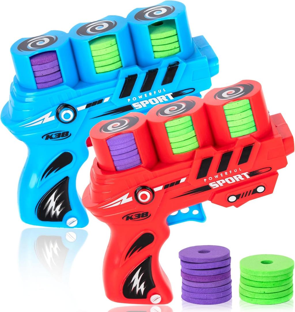ArtCreativity 2 Pack Foam Disc Shooter Disc Guns with 36 Flying Discs, Fun Toy Gun Foam Blasters for Kids, Outdoor Games, Summer Activities, and Party Favors for Ages 8-12