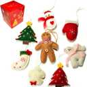 8pcs Handmade Felt Christmas Ornaments Set with Gift Box, Cozy Cottagecore Tree Decorations, Unique Santa Snowman Gingerbread for Xmas Tree (8pcs)