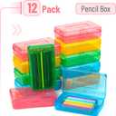 Mr. Pen- Clear Pencil Boxes Bulk, 12 Pack, Colorful, Snap-Tight Lid, Plastic Pencil Box Organizer, 7.9"x4.5"x2.4"
