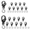 Giantree 40Pcs Lobster Claw Clasps, Black Lobster Clasps with Jump Ring, Stainless Steel Clasps Fastener Hook End Chain Clasp Metal Jewelry Clasps for DIY Bracelet Necklace Jewelry Making