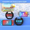 Steering Wheel for Mario Kart Nintendo Switch, Switch Racing Steering Wheel for Mario Kart 8 Deluxe Compatible Nintendo Switch/Switch OLED, Switch Joy Con Controller Race Accessories (Upgrade 4 Pack)