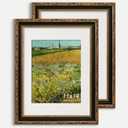 11x14 Picture Frame, Ornate Embossing Frame with Paper Mat and Real Glass, Fit for 11x14 without Mat or 8x10 with Mat, Wall Mounting Display for Art Prints, Black and Antique Gold, 2 Pack