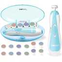Fansidi Baby Nail Trimmer Electric, Easy & Safe Nail File for Newborn Infant Toddler, Whisper-Quiet Nighttime Use, 4-Stage Age-Matched Grinding Heads, LED Light, 18-Piece Kit, Blue, Baby Shower Gift