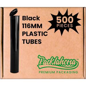 500 Pack 116mm Black Pop Top Tubes with Squeeze Caps | Plastic Containers for Packaging Storage Herbs and Spices (500 Count)