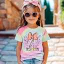 CM C&M WODRO Magical Kingdom Shirt Baby Girl Magic Castle Bow Tie-Dye T-Shirt Kids Fairy Tale Short Sleeve Summer Tee Tops(Tie-Dye 3,2-3 Years)